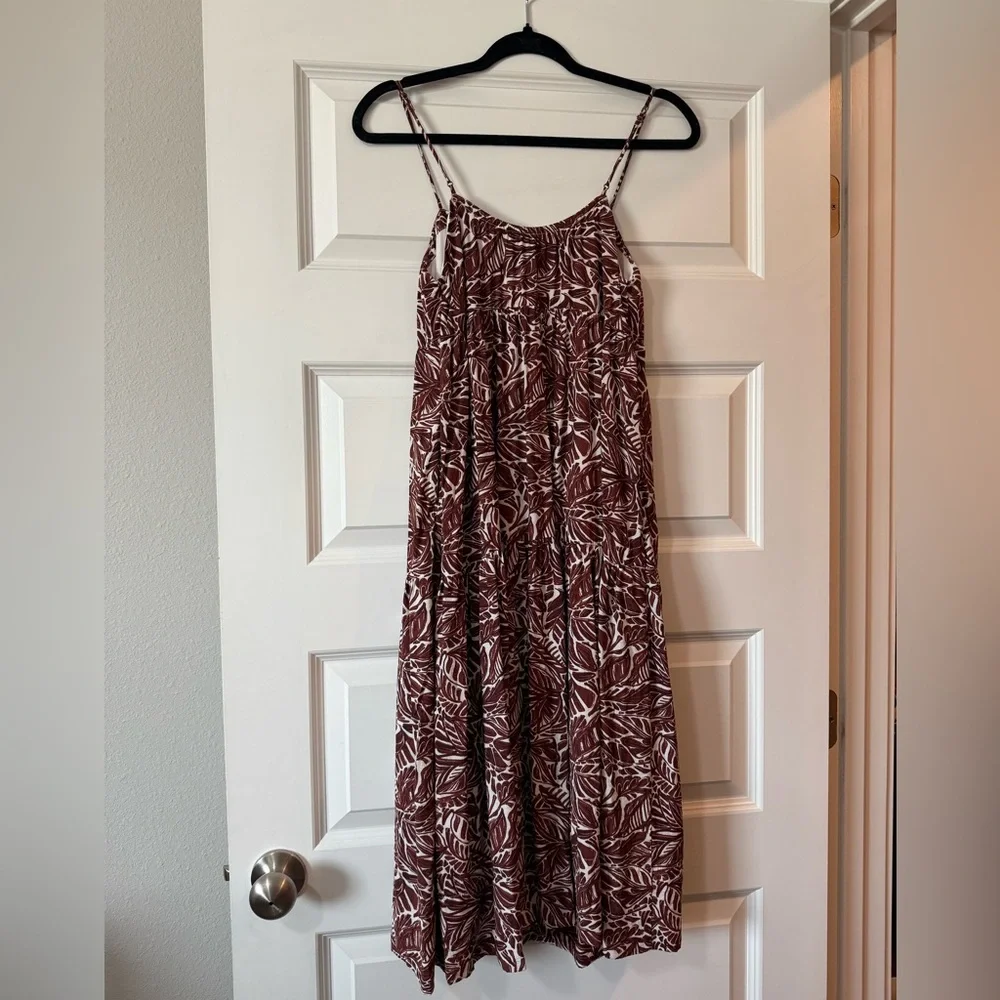 ABERCROMBIE | Brown & Cream Trapeze Midi Dress | SIZE XXS - Picture 7 of 8
